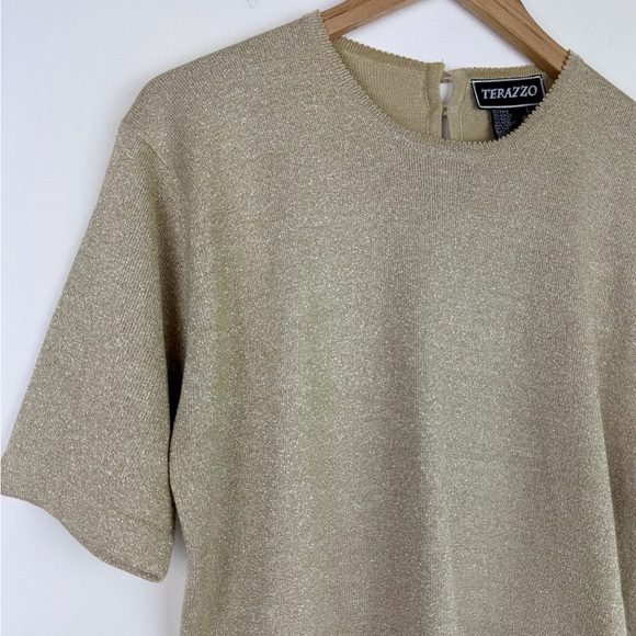 Terazzo Vintage Gold Metallic Knit Top - Picture 2 of 8